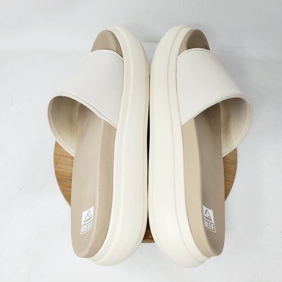 REEF Sandals Womens 10 Cushion Bondi Bay Comfort Slide Platform Off White Shoes - Picture 10 of 13